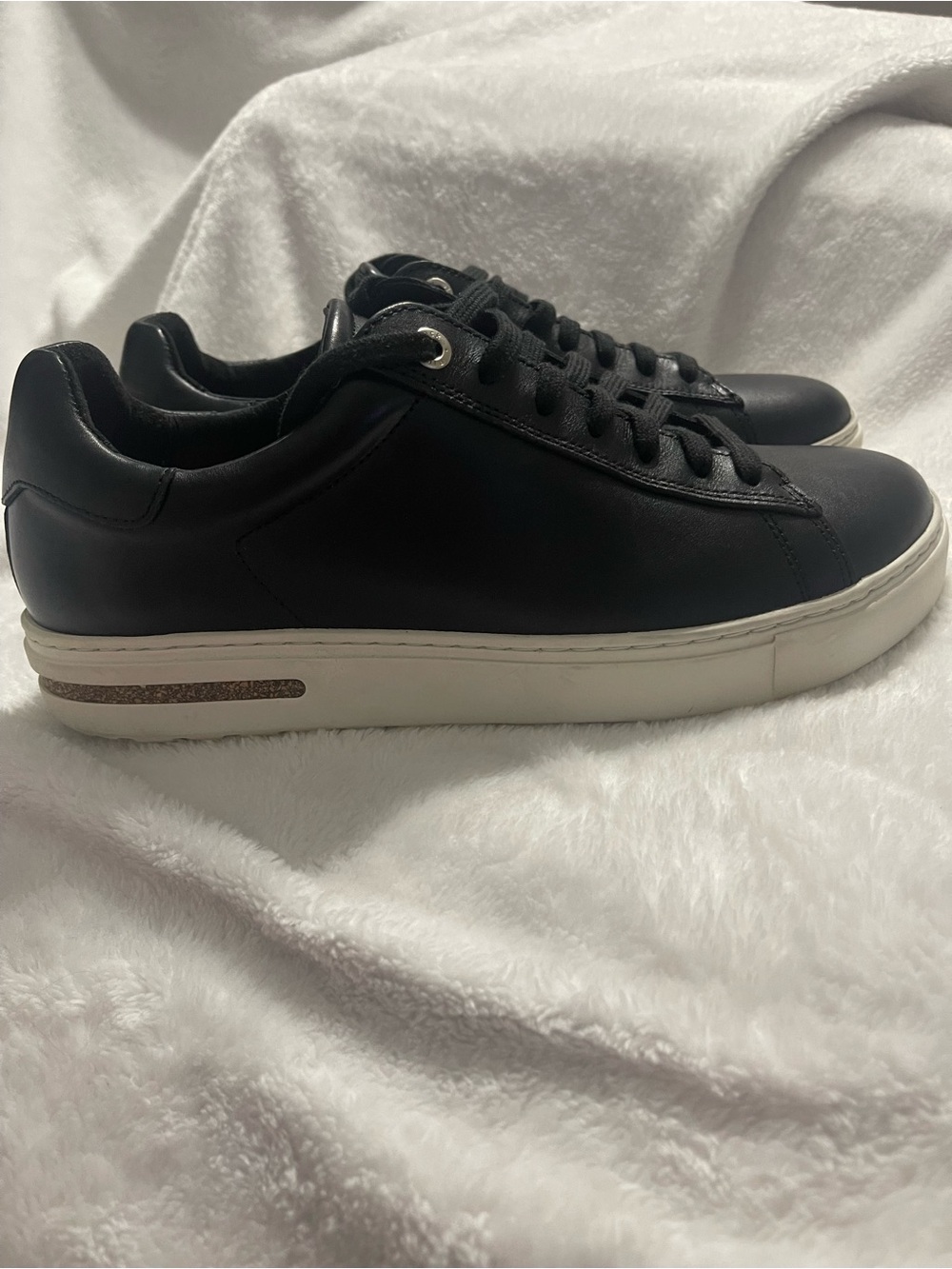 Birkenstock Black Leather Low-Top Sneakers with White Sole NWOT